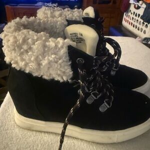 Madden Girl Black and White Wedge Sneakers